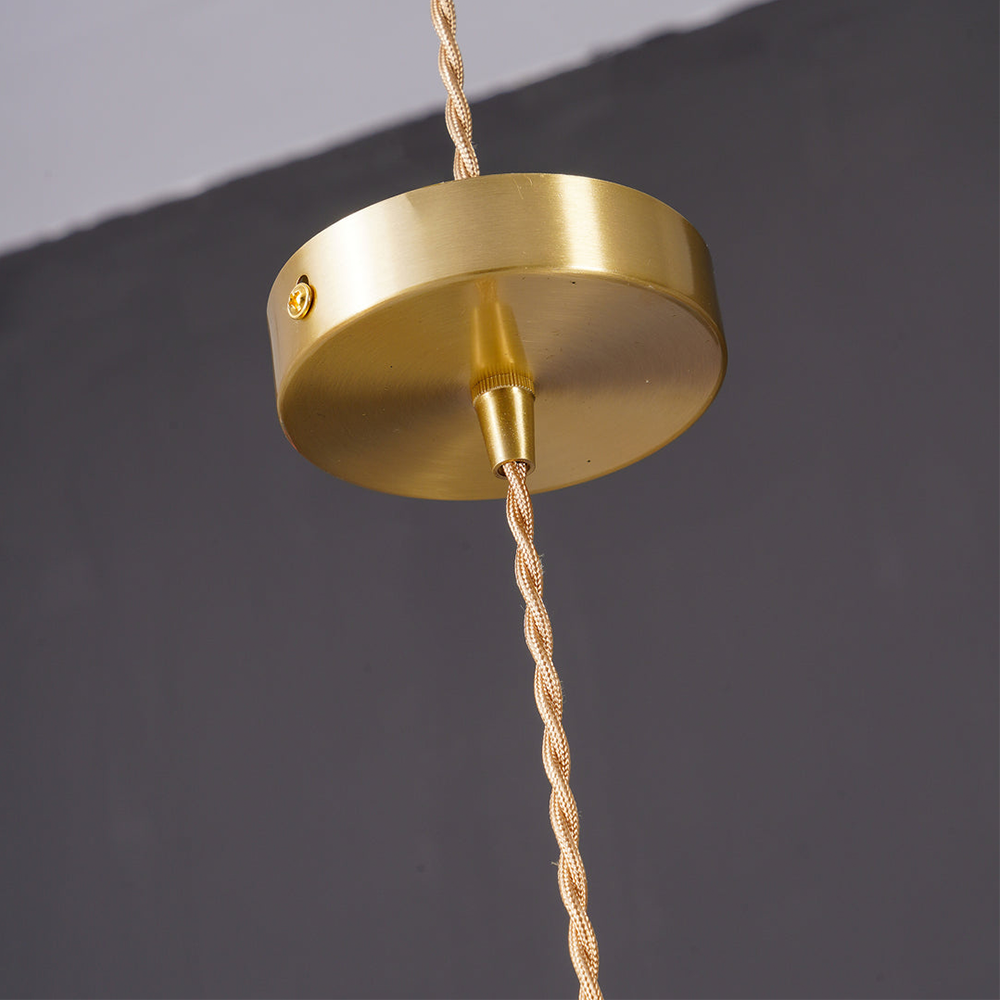 Suspension vintage en verre floral et laiton doré
