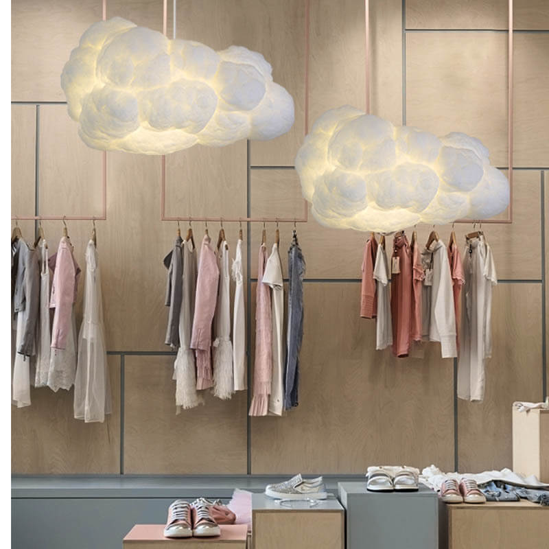 Suspension design LED forme nuage lumineux blanc