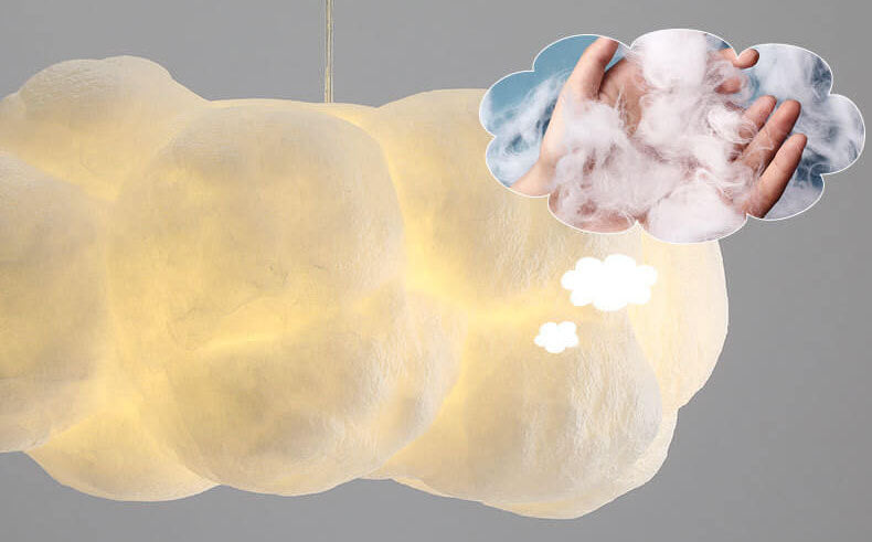 Suspension design LED forme nuage lumineux blanc