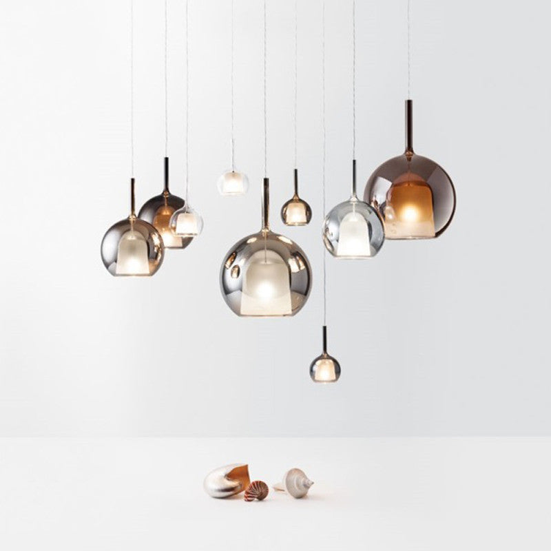 Suspension design verre fumé double paroi nordique