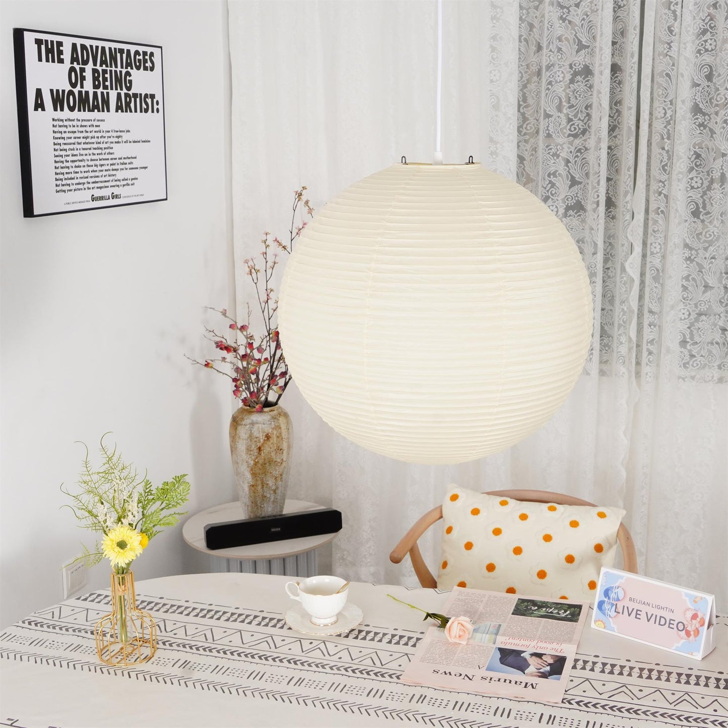 Suspension japonaise boule papier design moderne