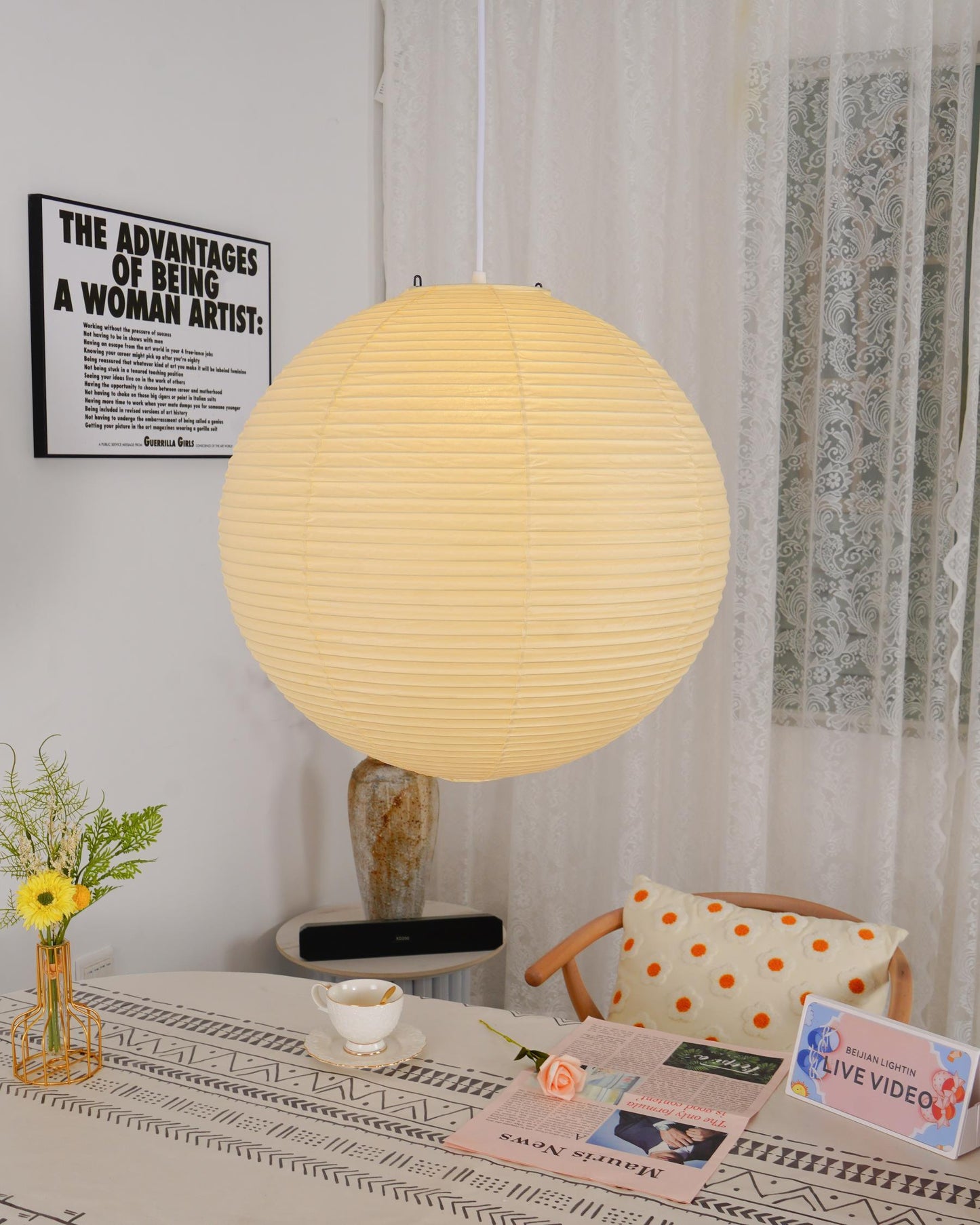 Suspension japonaise boule papier design moderne