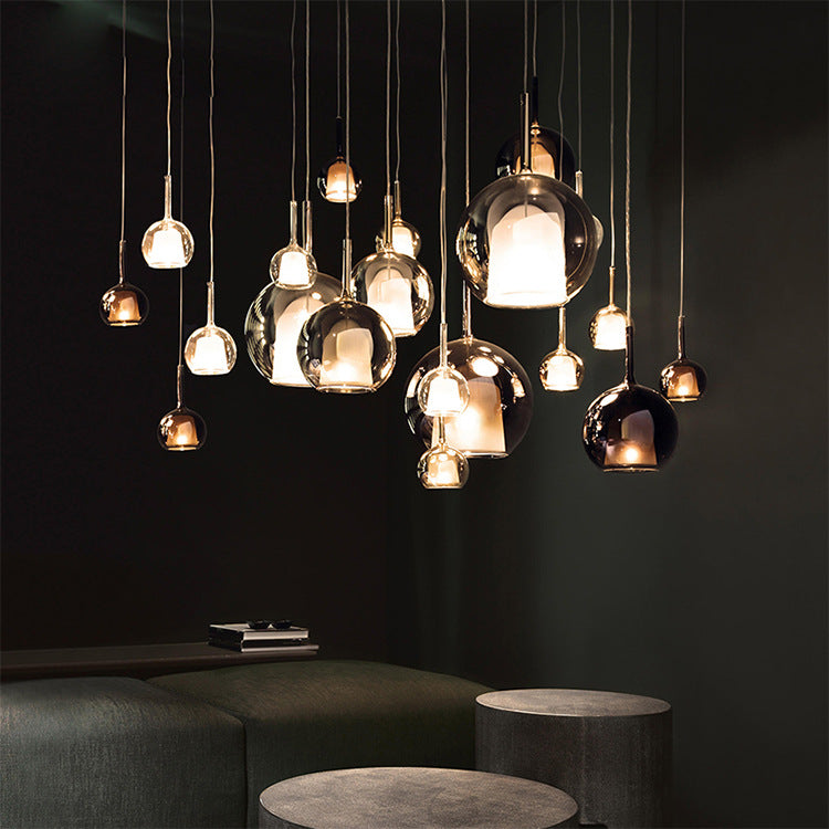 Suspension design verre fumé double paroi nordique