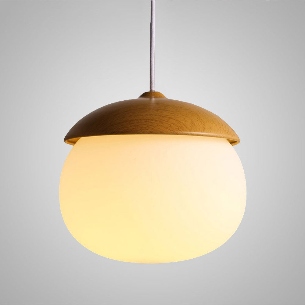 Suspension scandinave bois en forme de gland vintage