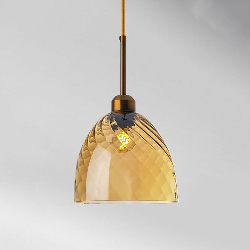 Suspension vintage boule en verre design gaufré