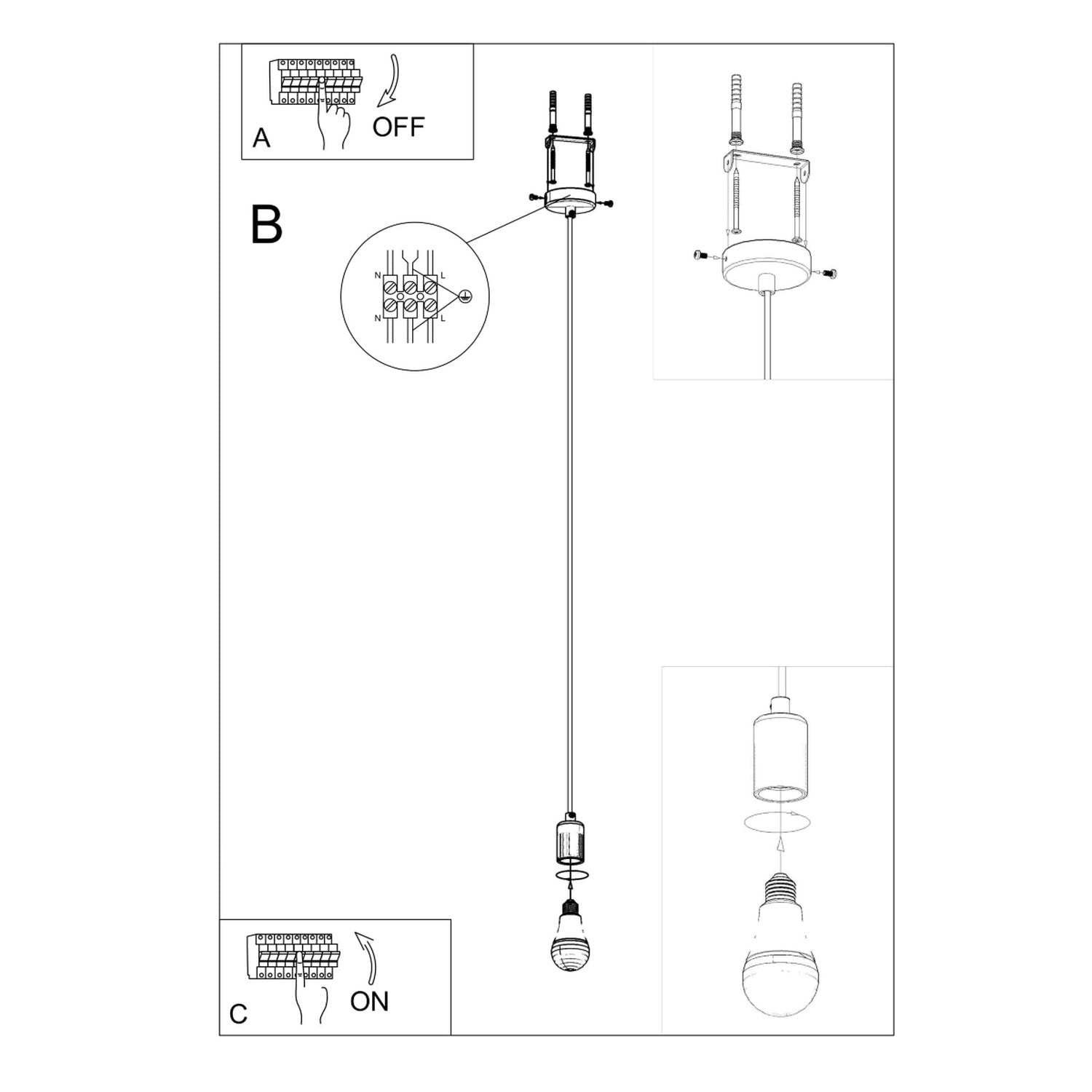 Lampe suspendue EDISON noire