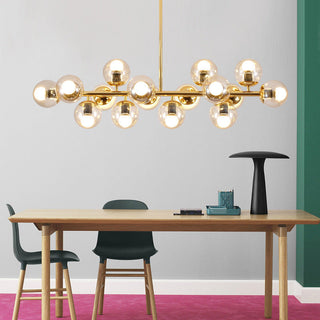 Suspension design moderne globes verre et métal doré
