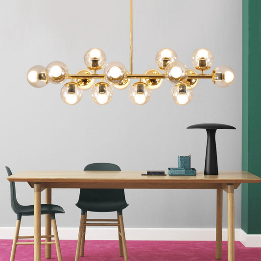 Suspension design moderne globes verre et métal doré
