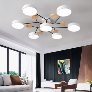 Plafonnier LED design scandinave en métal et bois