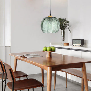 Suspension verre design motif feuille verte moderne