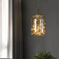 Suspension design verre et LED dorée moderne