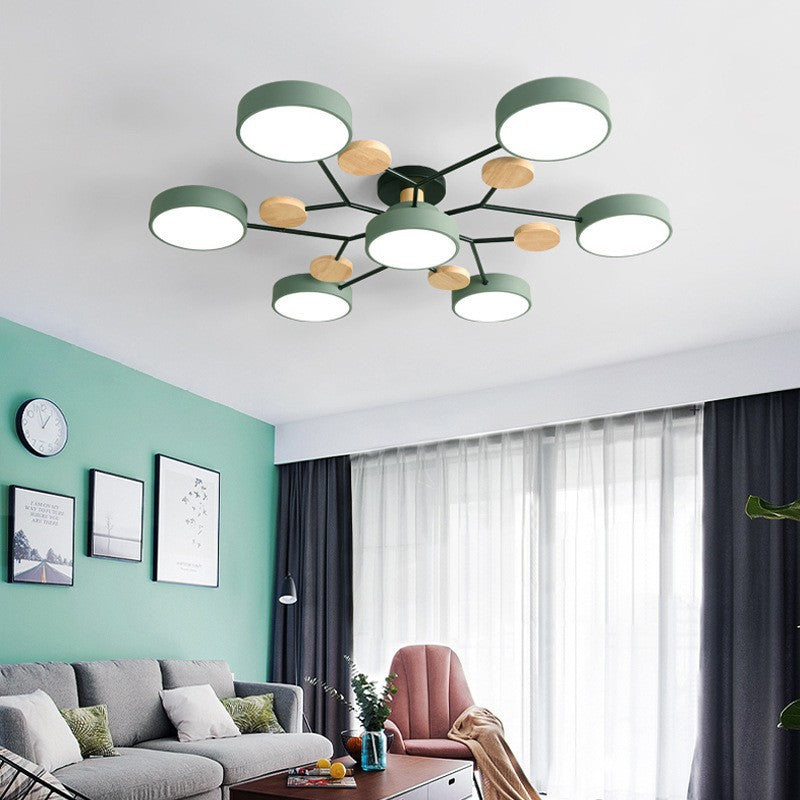Plafonnier LED design scandinave en métal et bois