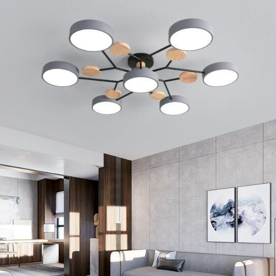 Plafonnier LED design scandinave en métal et bois