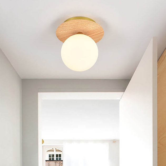 Plafonnier japonais en bois et verre design minimaliste