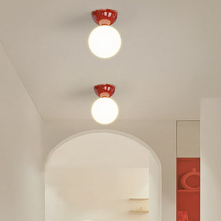 Suspension boule verre rouge design scandinave moderne