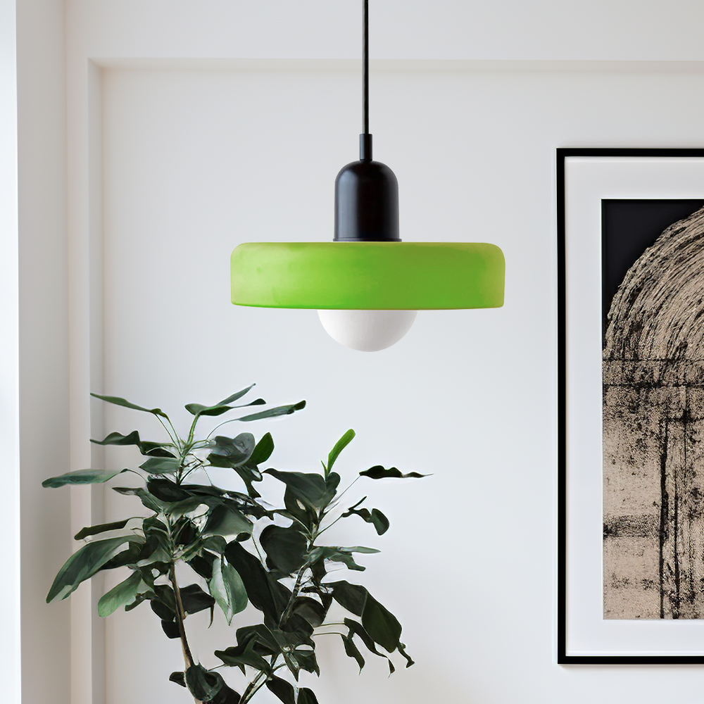 Suspension design moderne bicolore en verre coloré