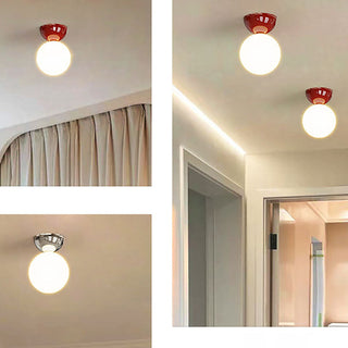 Suspension boule verre rouge design scandinave moderne