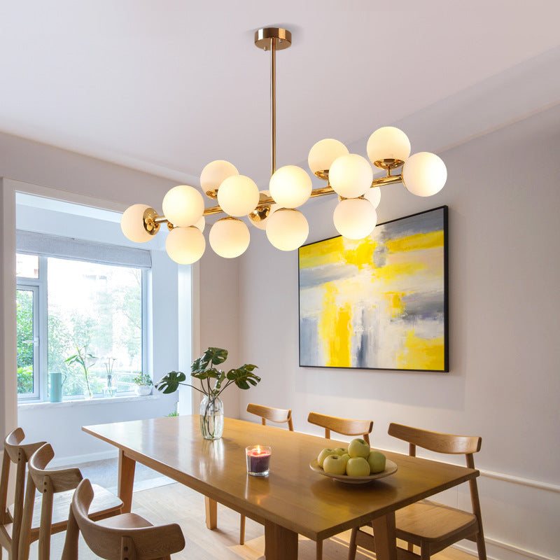 Suspension design moderne globes verre et métal doré