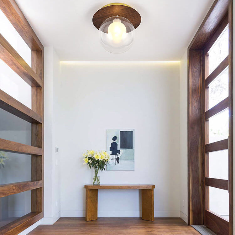 Plafonnier japonais en bois et verre design minimaliste