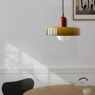 Suspension design moderne bicolore en verre coloré