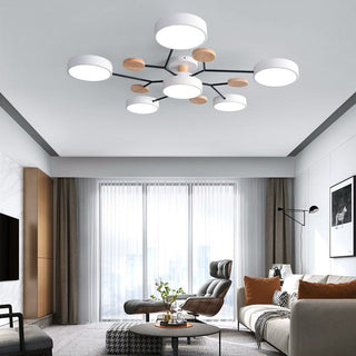 Plafonnier LED design scandinave en métal et bois