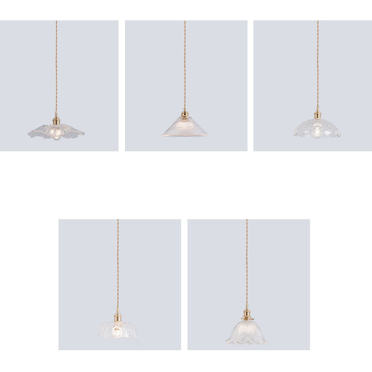 Suspension vintage verre et laiton motif floral