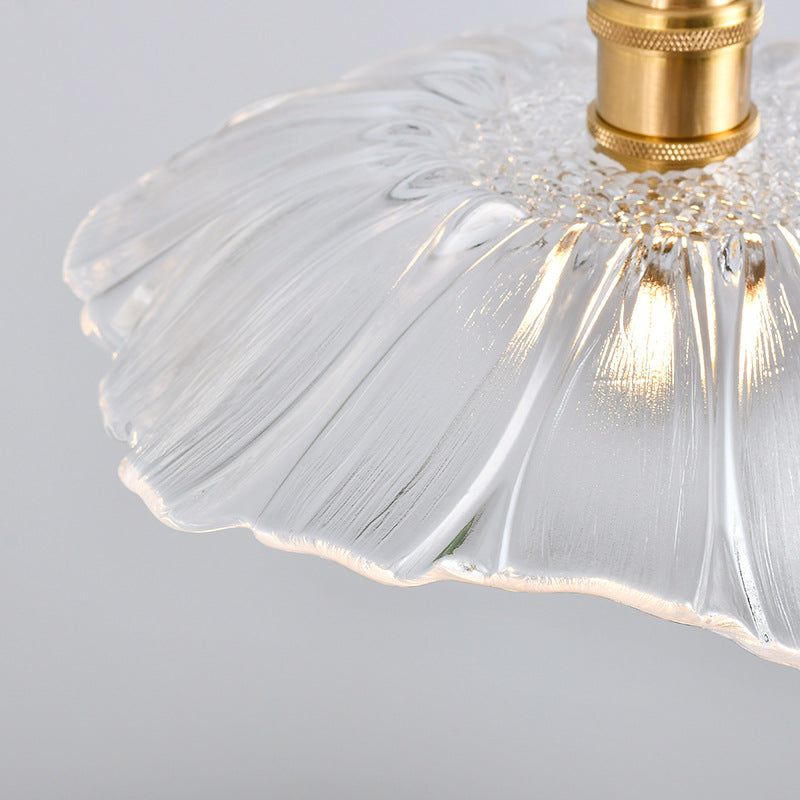 Suspension vintage verre et laiton motif floral