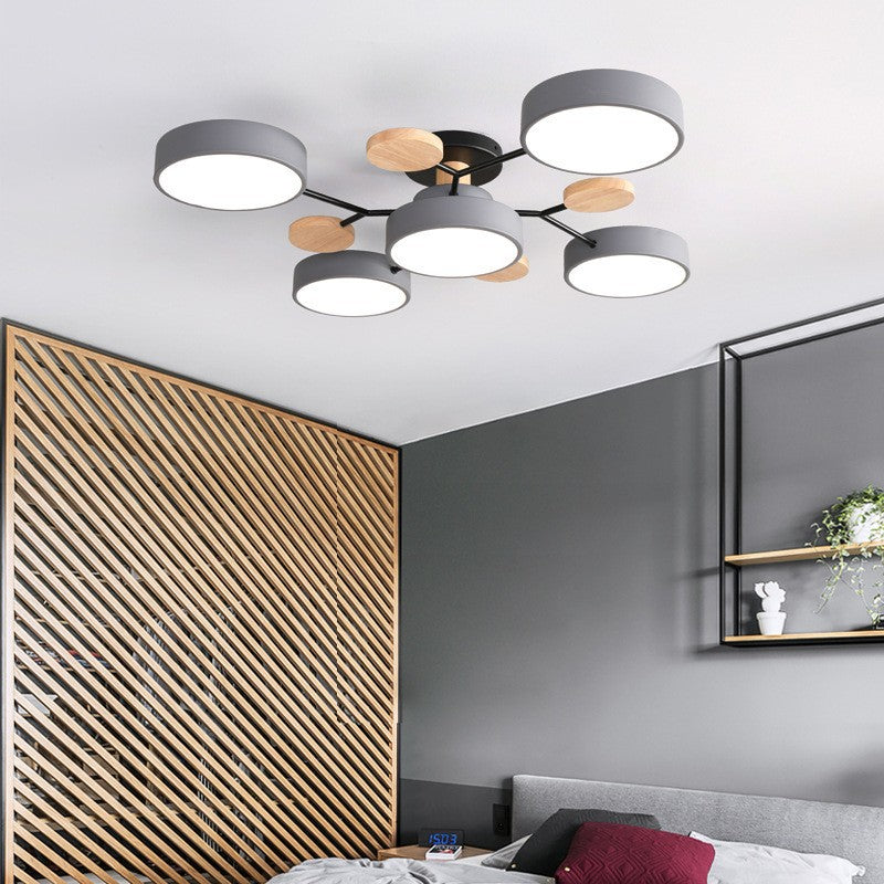 Plafonnier LED design scandinave en métal et bois