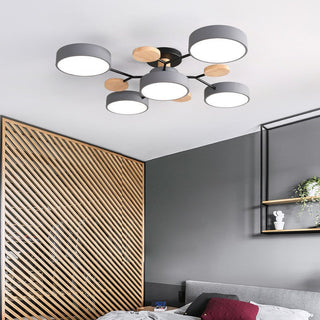 Plafonnier LED design scandinave en métal et bois