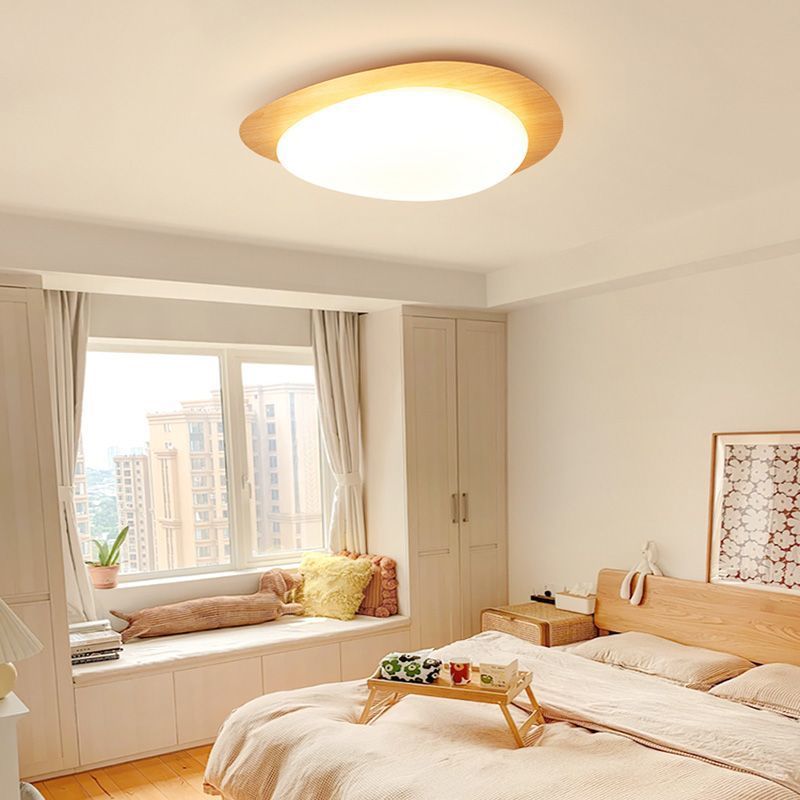 Plafonnier LED scandinave en bois naturel design moderne