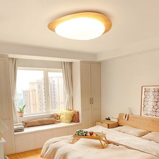 Plafonnier LED scandinave en bois naturel design moderne