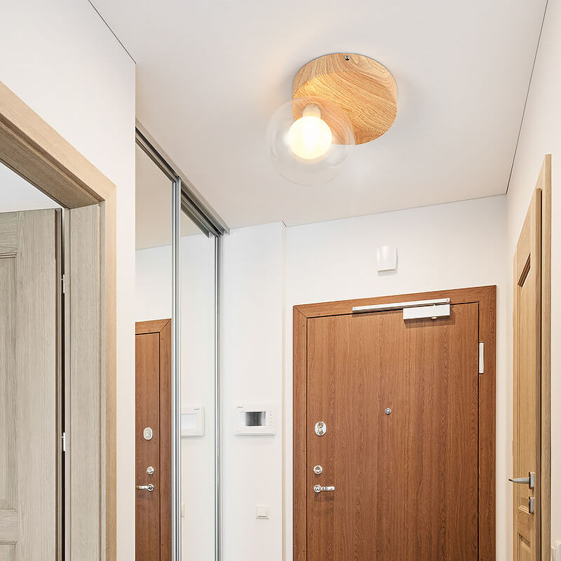 Plafonnier japonais en bois et verre design minimaliste