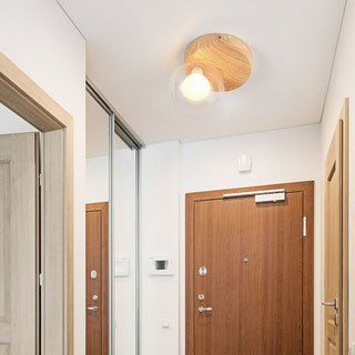 Plafonnier japonais en bois et verre design minimaliste