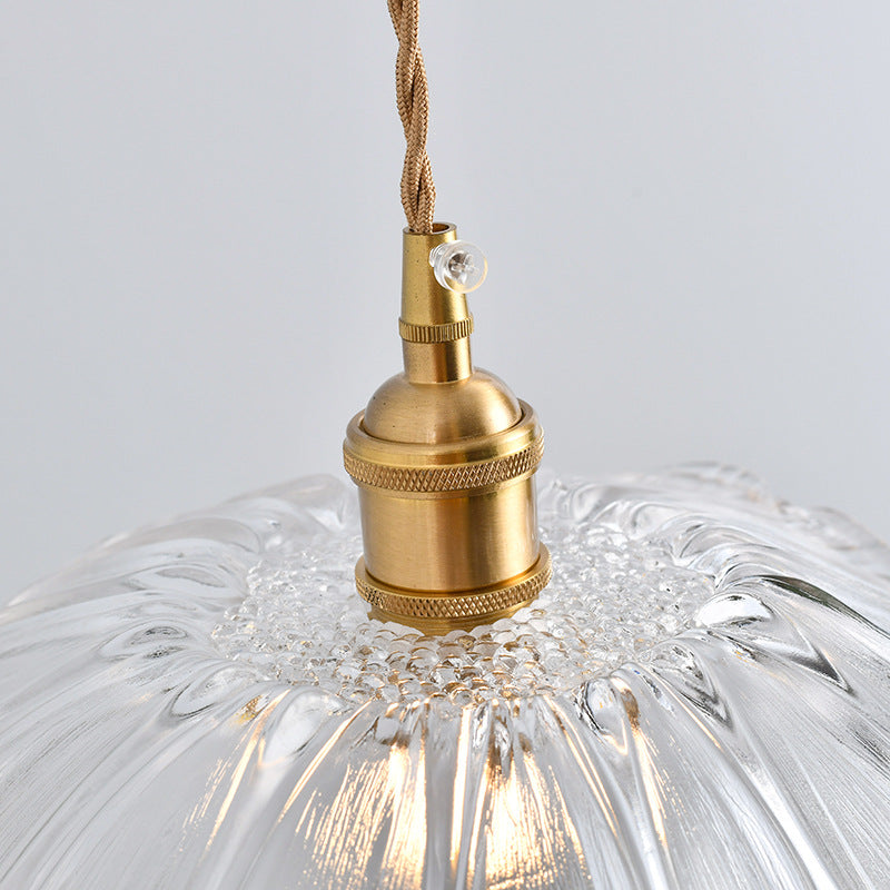 Suspension vintage verre et laiton motif floral