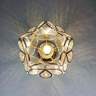 Plafonnier floral en verre doré design moderne