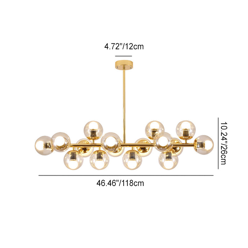 Suspension design moderne globes verre et métal doré