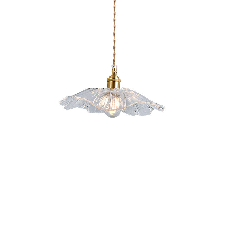 Suspension vintage verre et laiton motif floral