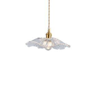 Suspension vintage verre et laiton motif floral