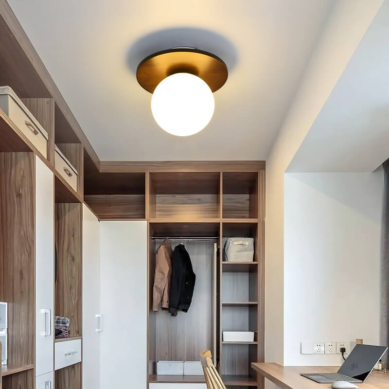 Plafonnier japonais en bois et verre design minimaliste