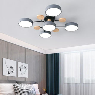 Plafonnier LED design scandinave en métal et bois