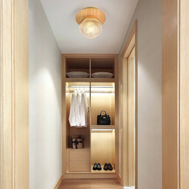 Plafonnier japonais en bois et verre design minimaliste