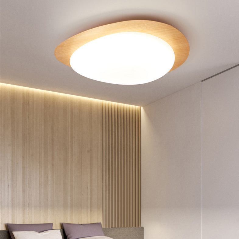 Plafonnier LED scandinave en bois naturel design moderne