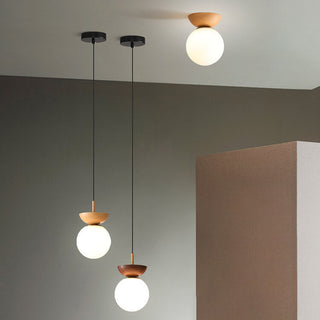 Plafonnier japonais moderne en bois et verre
