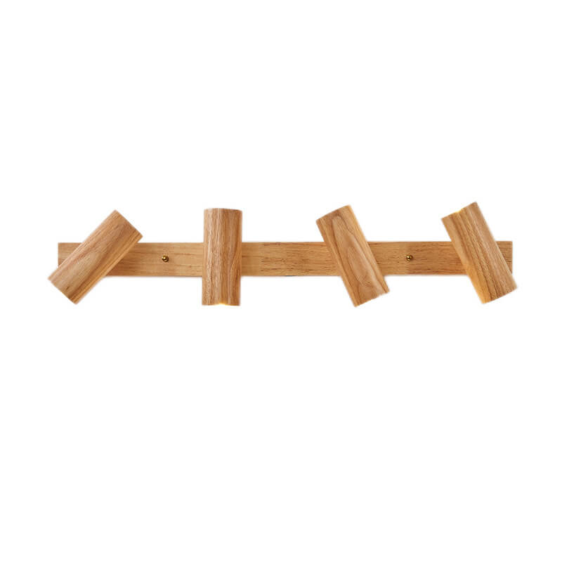 Plafonnier japonais bois massif spots orientables design