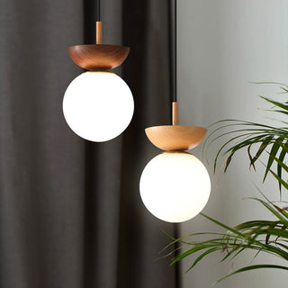 Plafonnier japonais moderne en bois et verre