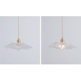 Suspension vintage verre et laiton motif floral