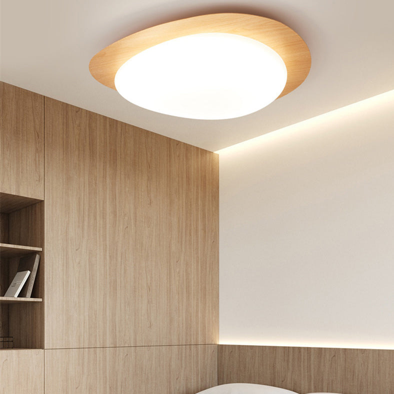 Plafonnier LED scandinave en bois naturel design moderne