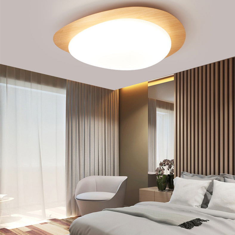 Plafonnier LED scandinave en bois naturel design moderne