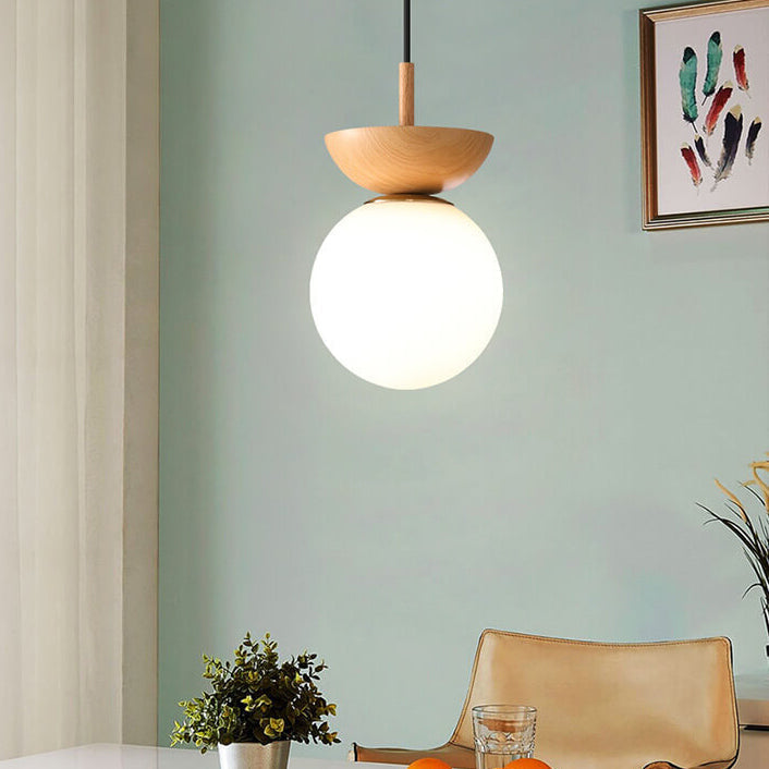 Plafonnier japonais moderne en bois et verre