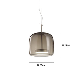 Suspension moderne en verre fumé et métal doré